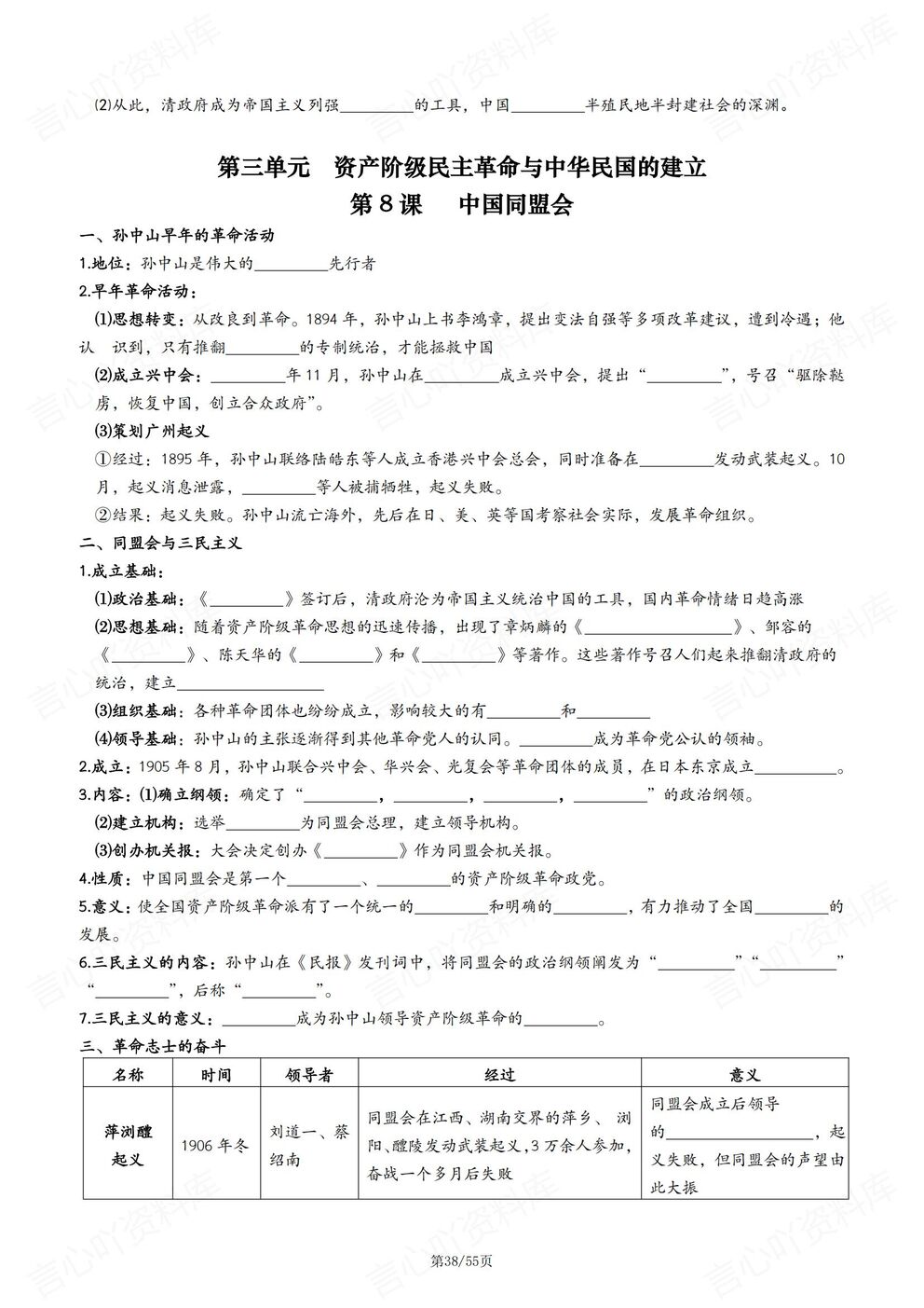 初中历史-八年级上册新教材初二上册章节知识点背诵默写插图初中历史4