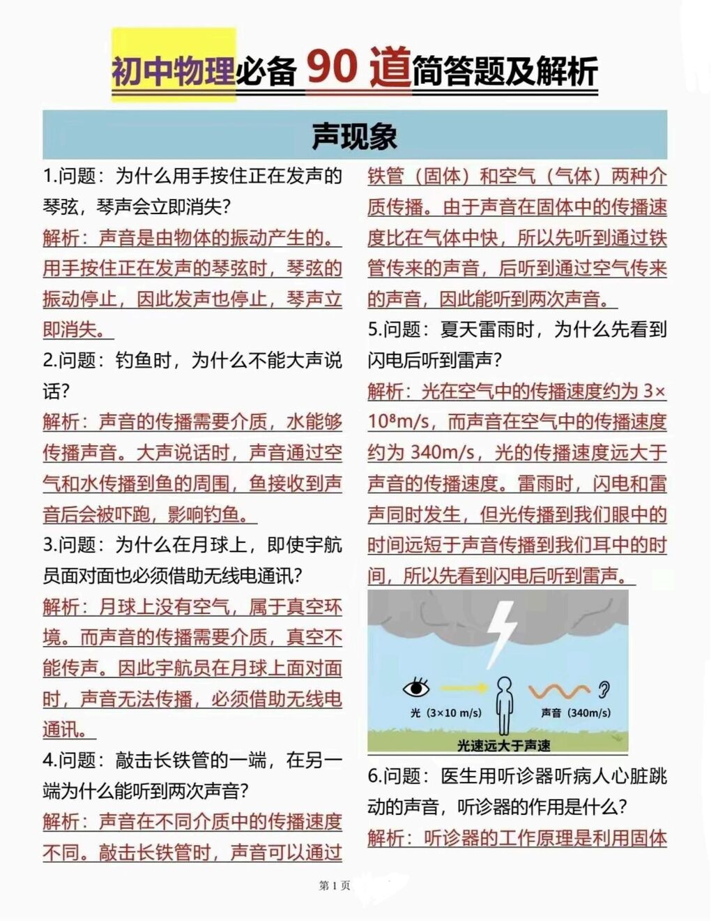 初中物理-中考复习中考复习必备90道常见典型简答题（全）含解析-言心吖资料库