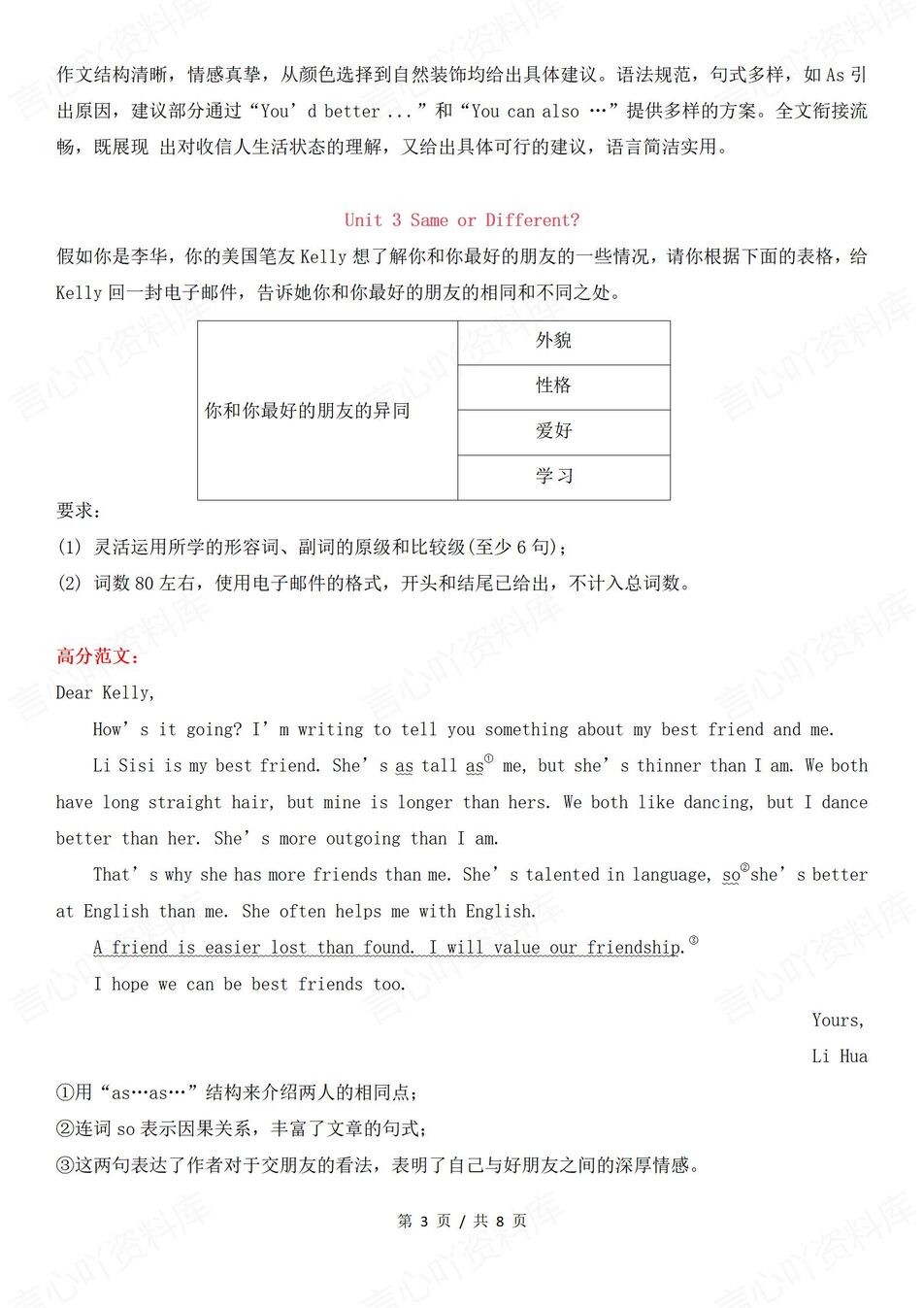初中英语-八年级上册新教材初二上册单元话题写作及范文汇总（全）人教版插图初中英语2