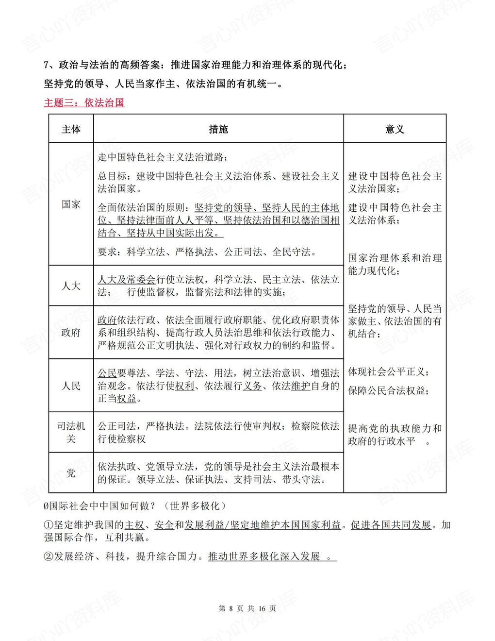 高中政治-高考知识7册书精简版知识汇总高考政治复习插图高中政治4