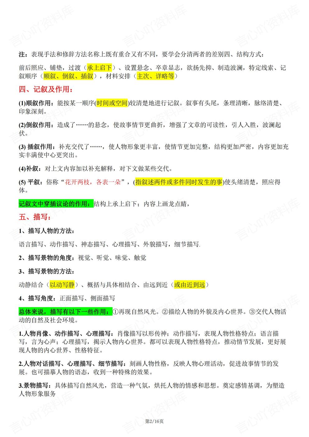 高中语文-阅读理解常用写作手法题型分析高考语文复习阅读理解插图高中语文1