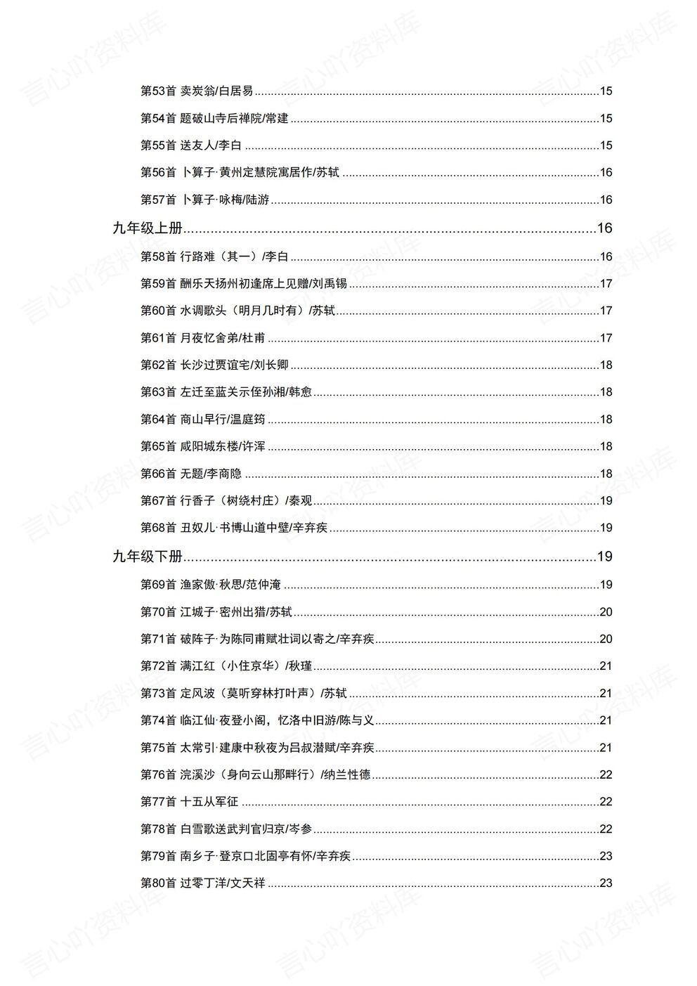 初中语文-7-9年级初一二三汇总85首古诗词知识清单插图初中语文2