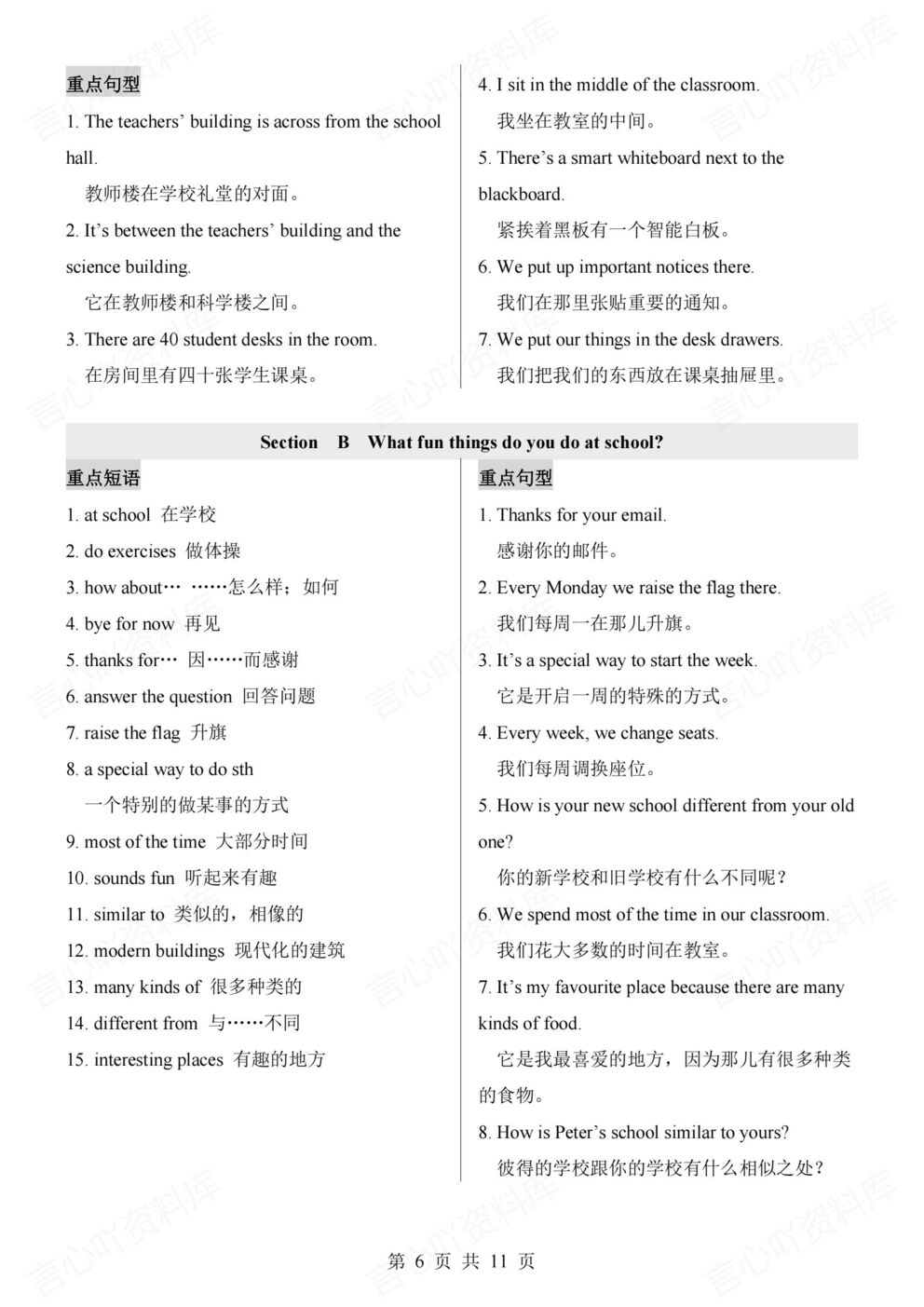 初中英语-七年级上新教材人教初一上重点短语句型归纳汇总（全）插图初中英语5