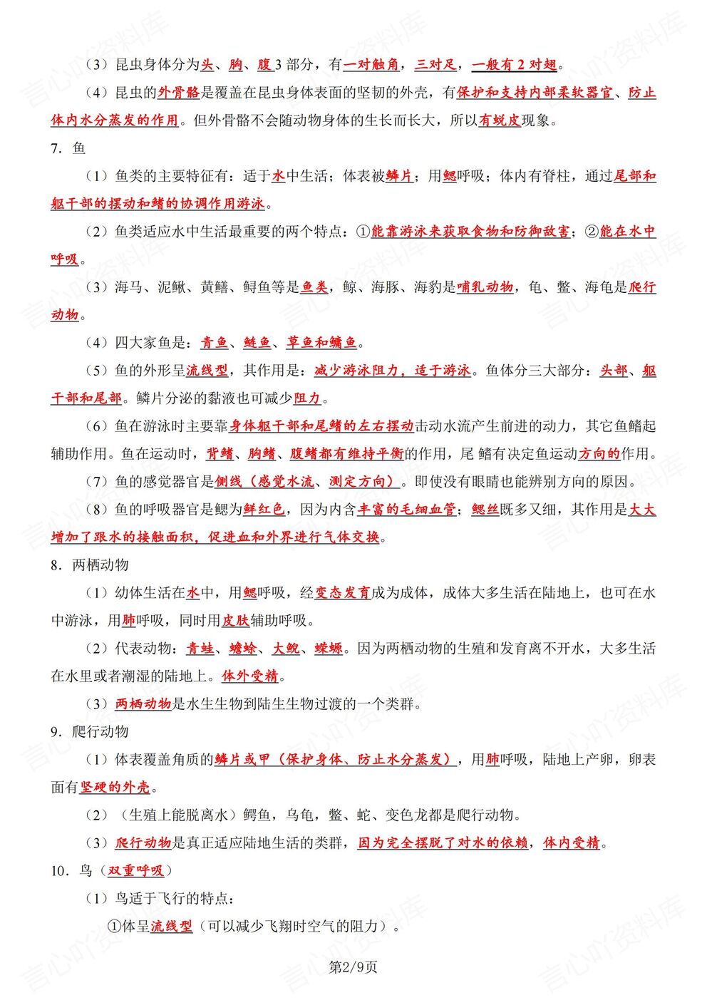 初中生物-八年级上人教版初二上册89个必背知识精简提炼（全）插图初中生物1