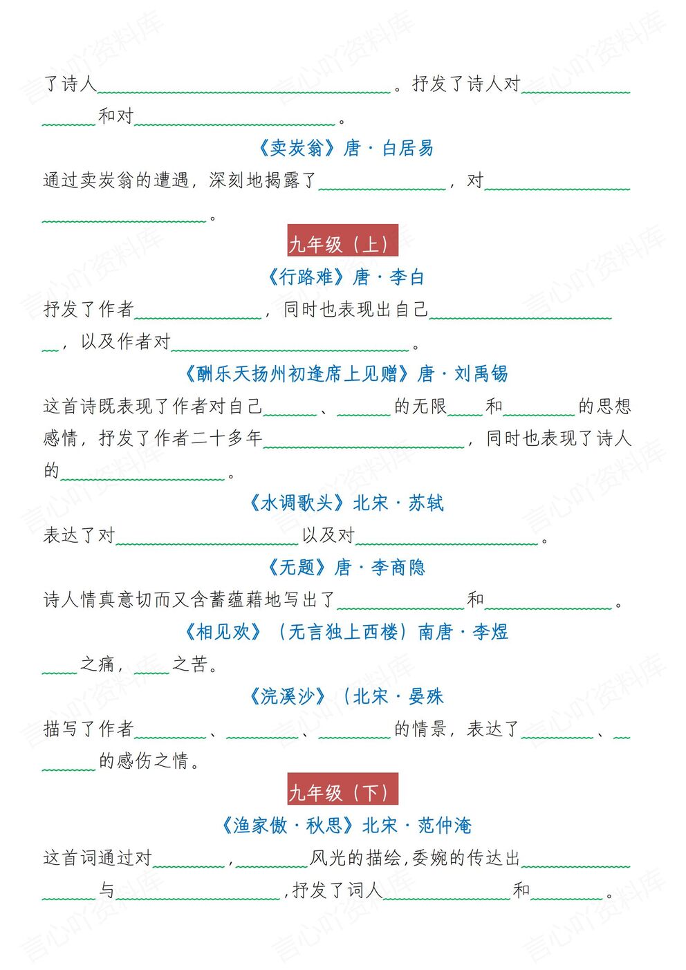初中语文-中考复习中考古诗词专题复习40首中心思想归纳（全）插图初中语文3