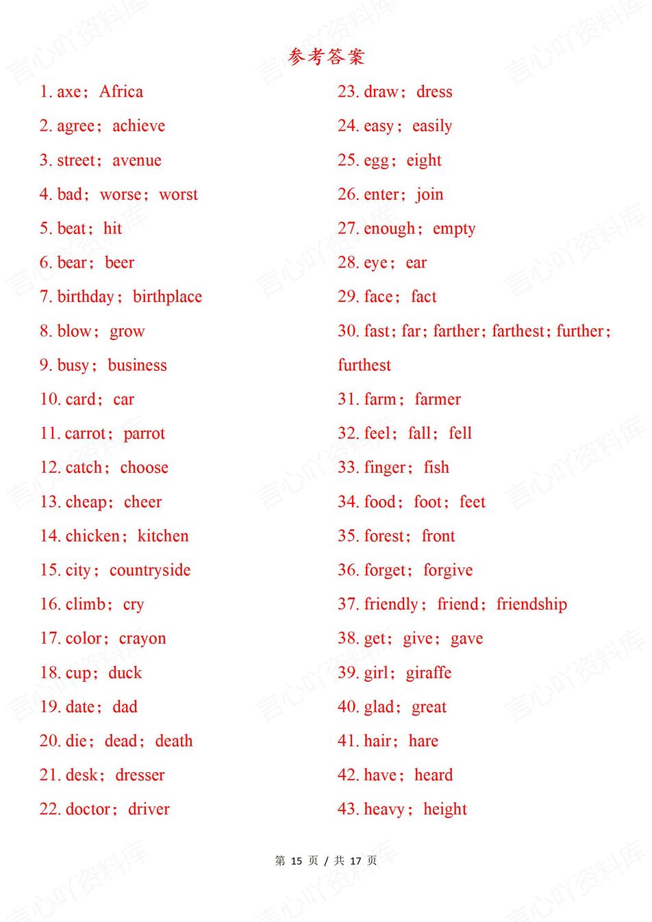 初中英语-易混近似中考词汇语境练习100组近音近形词汇插图初中英语5