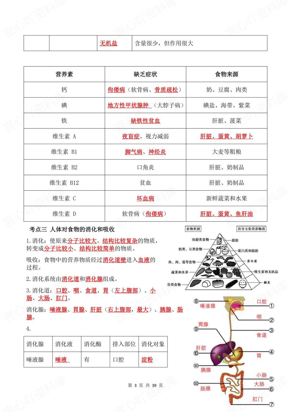 初中生物-八年级上单元知识考点归纳新教材苏科初二上背诵/默写插图初中生物2