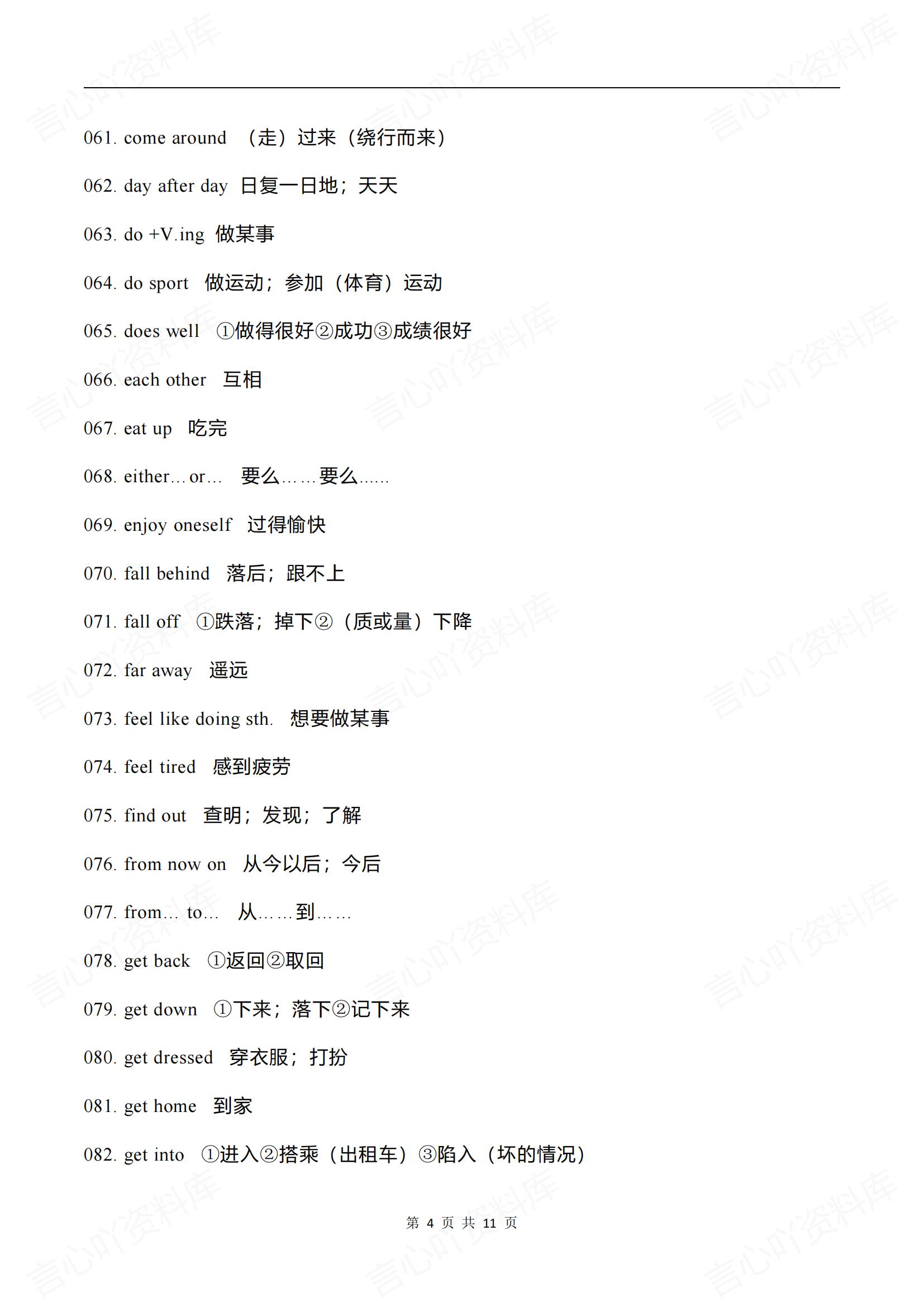 初中英语-218条常考常见重要的固定词组汇总（全）插图初中英语3