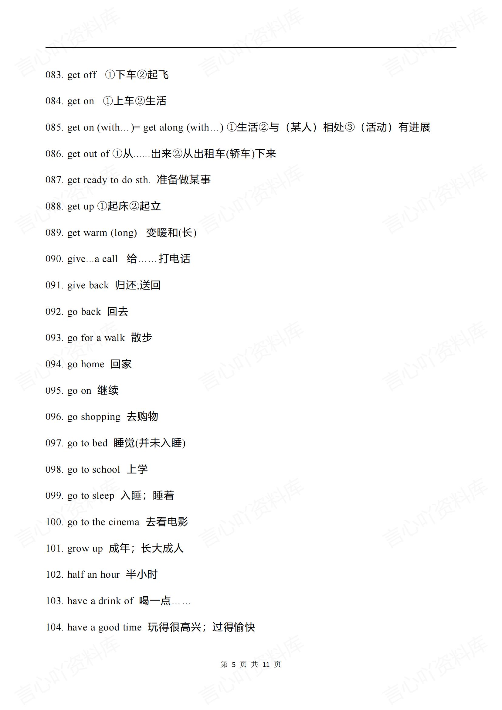 初中英语-218条常考常见重要的固定词组汇总（全）插图初中英语4