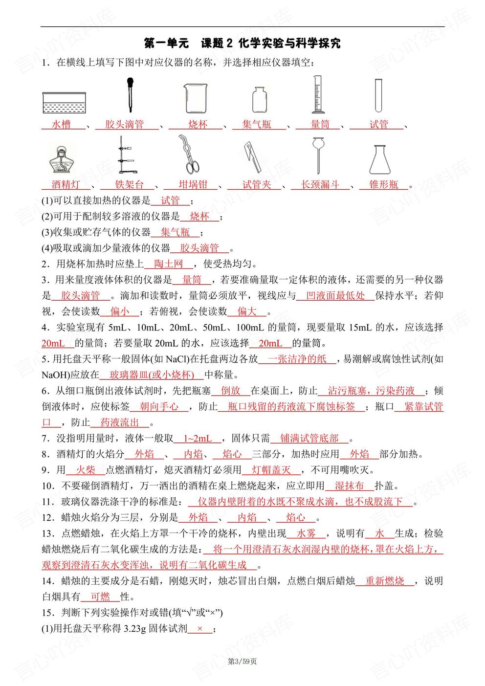 初中化学-九年级上新教材人教初三上单元知识清单总结背诵/默写插图初中化学2
