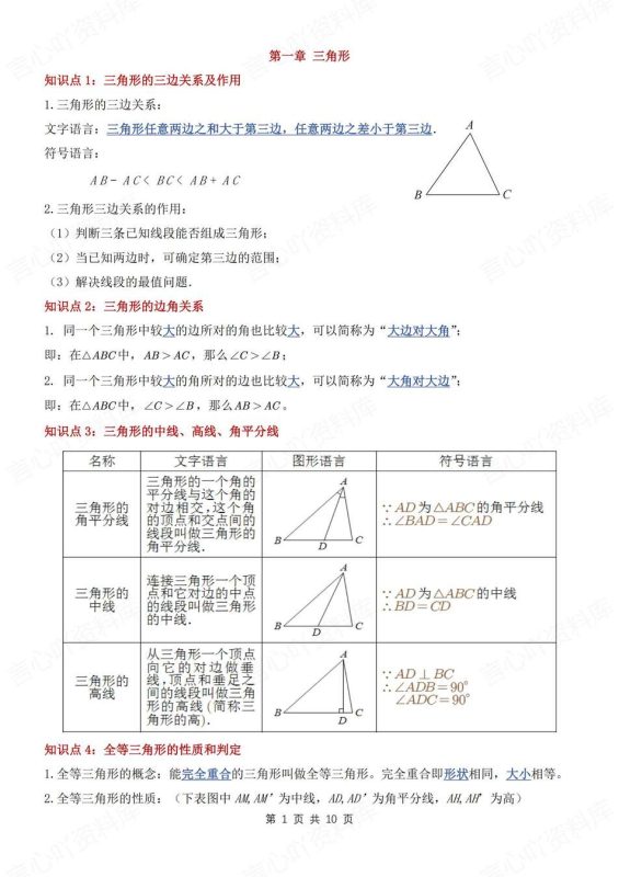 初中数学-八年级上逐章知识点归纳梳理新教材苏科初二上（全） - 言心吖资料库-言心吖资料库