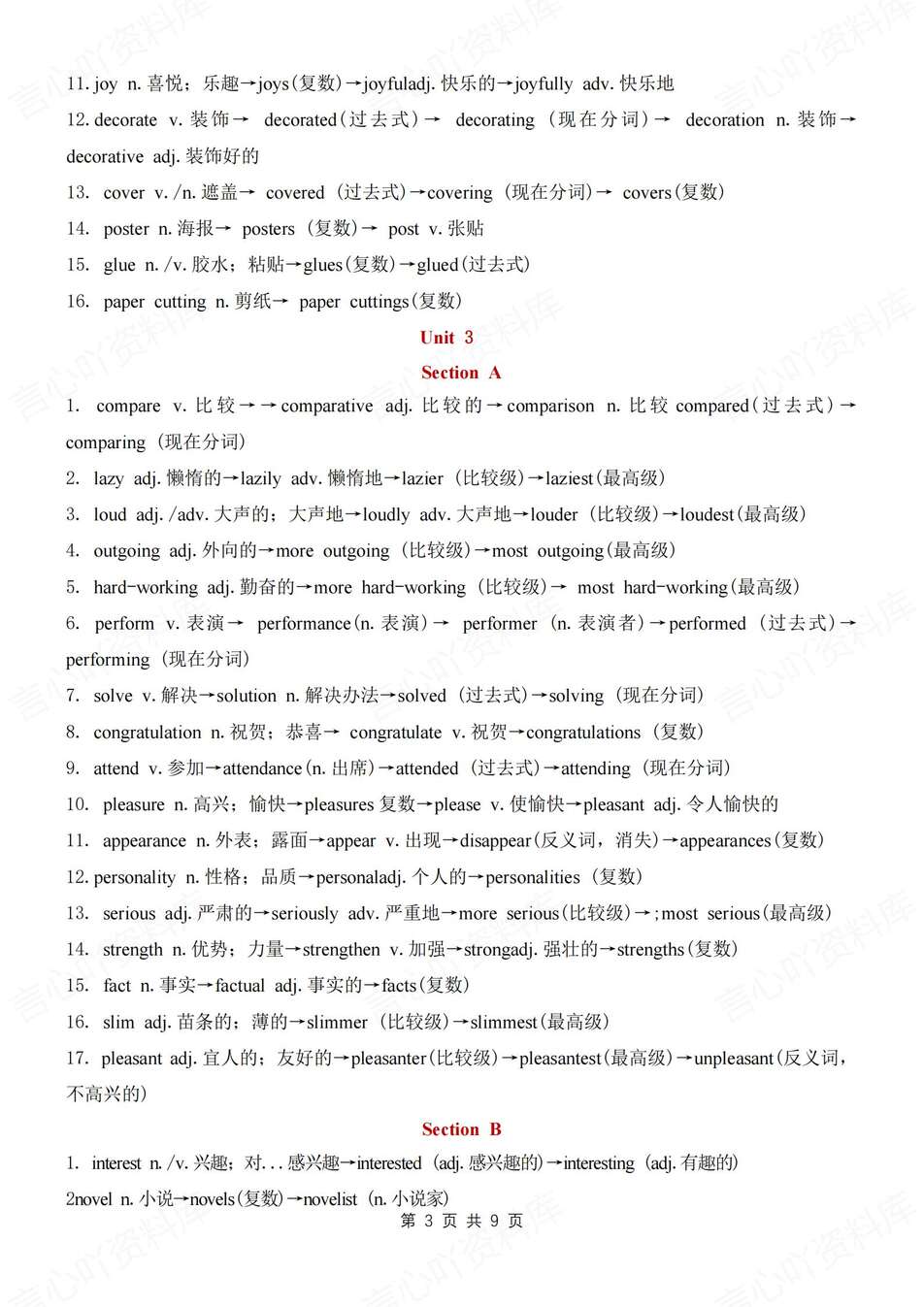 初中英语-八年级上重点词汇单词变形集锦归纳新教材人教初二上复习（全）插图初中英语2