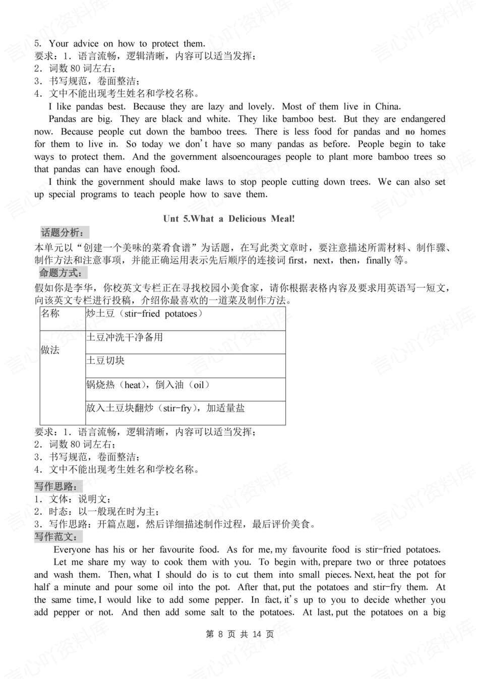 初中英语-八上单元单元话题作文及范文汇总新教材人教初二上作文复习插图初中英语5