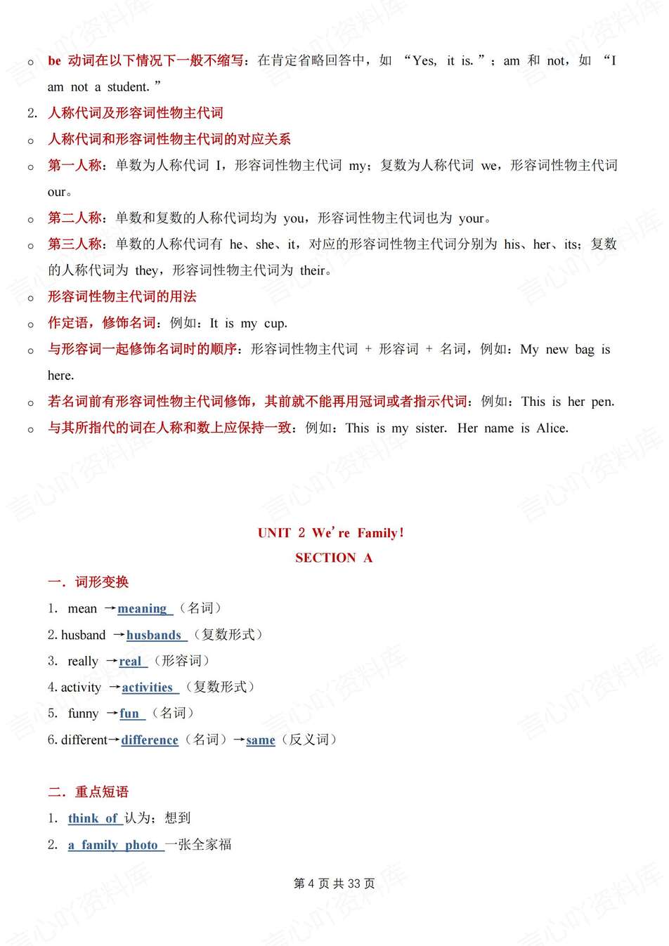 初中英语-七年级上单词短语句型语法归纳总结新教材人教版初一上插图初中英语2