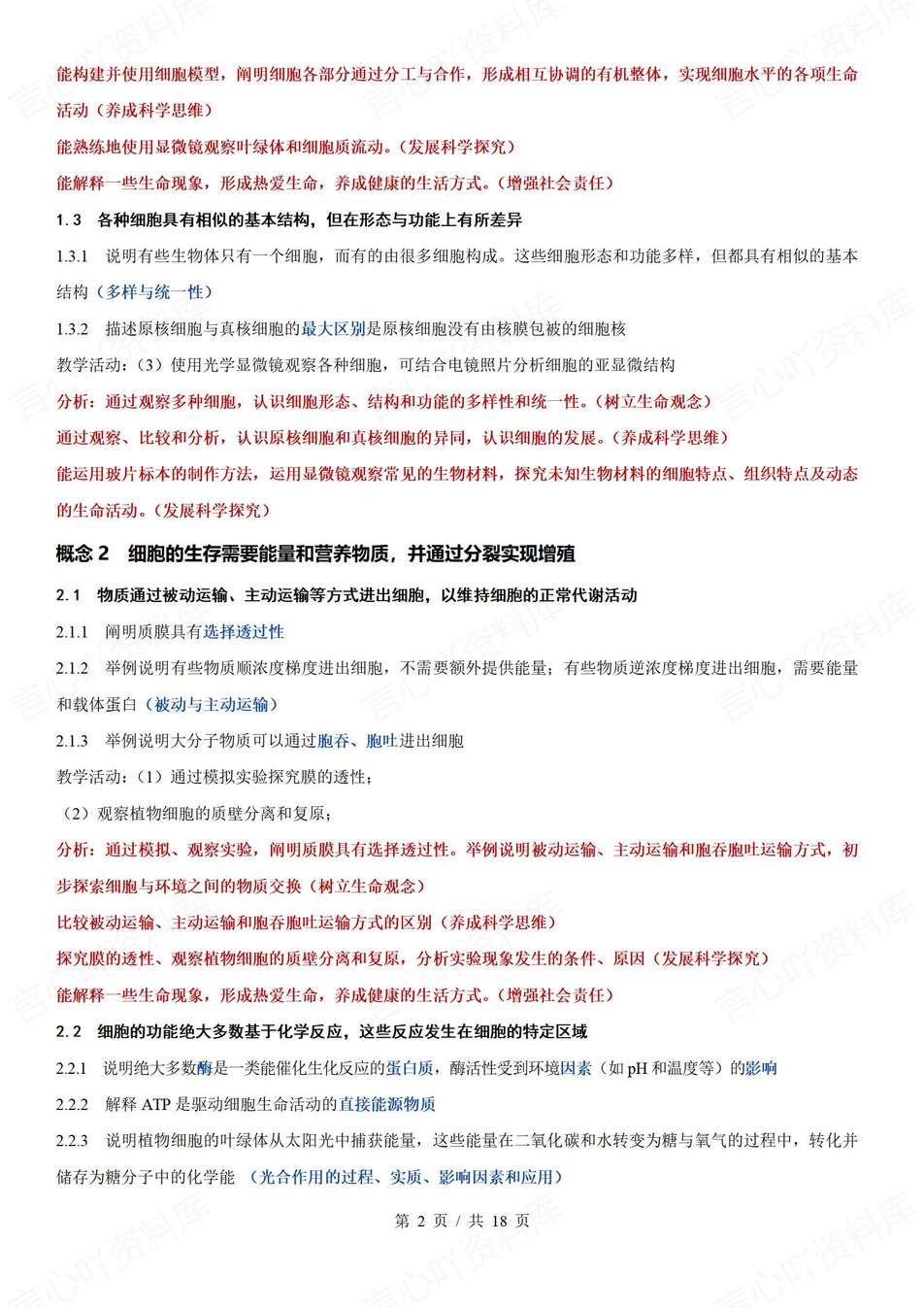 高中生物-大概念课标大概念知识解析教材知识归纳插图高中生物1